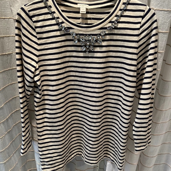 NWT J.Crew Factory Embellished Striped Shirt - Picture 1 of 5